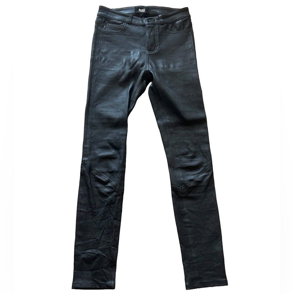 PAIGE Real Leather Black Pants w light Cotton Lining skinny slim fit
